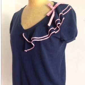 RED Valentino Cashmere ruffle collar short sleeve